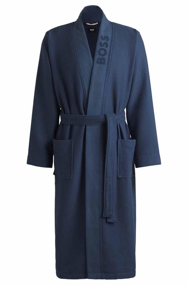 🔥 BOSS Herren Waffle Kimono Dressing Gown XXL Medium Blue425 - 70% Rabatt!