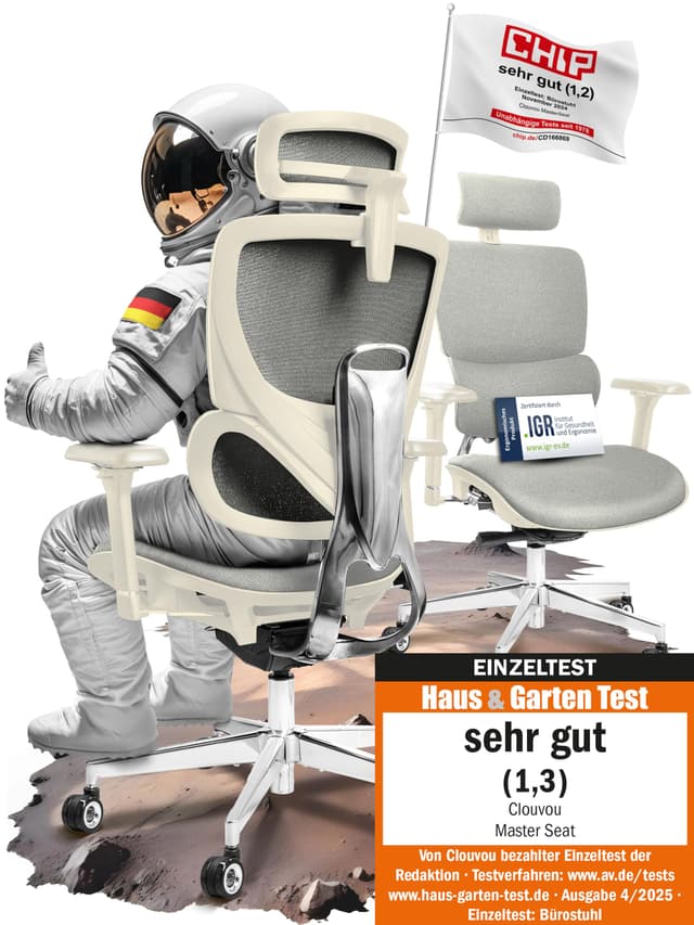 🌟 CLOUVOU MasterSeat Bürostuhl Ergonomisch [TESTSIEGER] 🌟