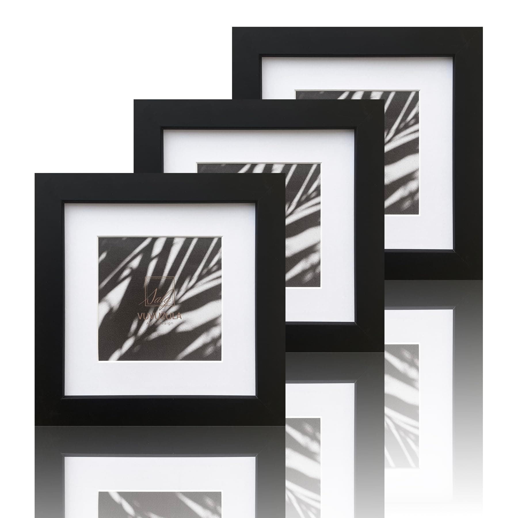 🖼️ VUVUZULA Bilderrahmen 15x15cm Schwarz Quadratisch Holz Fotorahmen Holzrahmen MDF Rahmen 3er Set