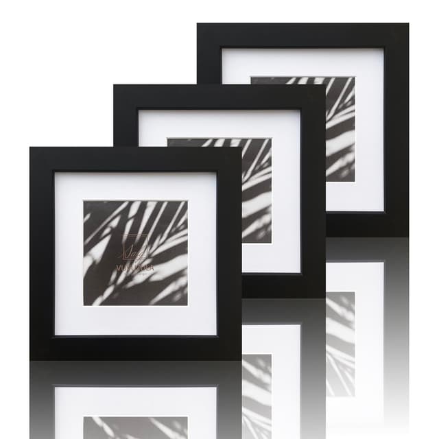 🖼️ VUVUZULA Bilderrahmen 15x15cm Schwarz Quadratisch Holz Fotorahmen Holzrahmen MDF Rahmen 3er Set