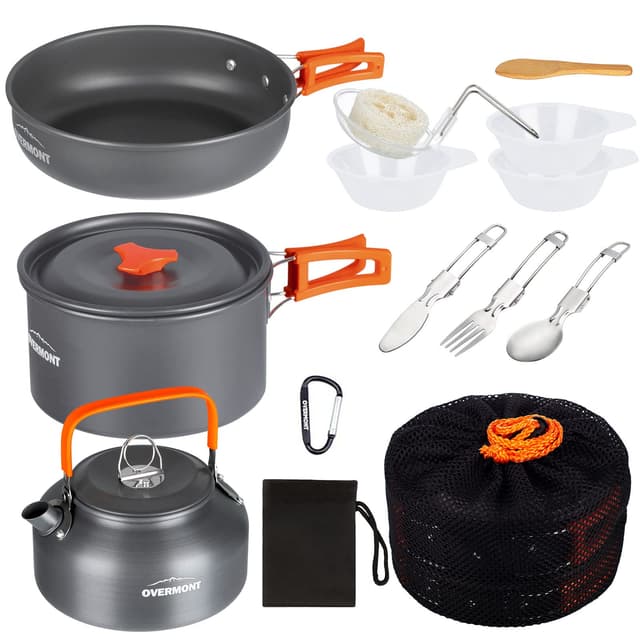 🏕️ OVERMONT Camping Kochgeschirr Set Outdoor Geschirr Set 🍳