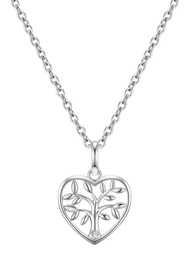 Glanzstücke München Damen Kette aus 925/- Sterling Silber mit Lab Grown Diamond 0,005 Karat Lebensbaum Silberhalskette ✨