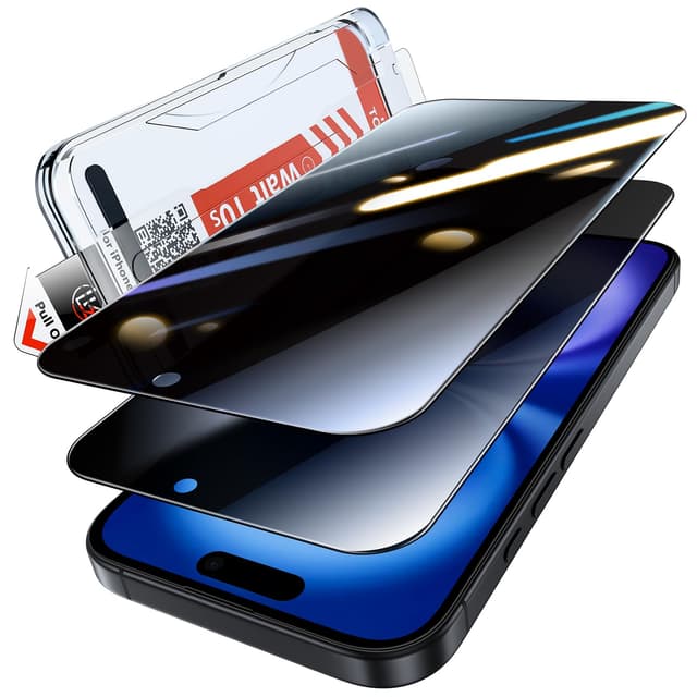📱🔒 LK Sichtschutz Panzer Schutz Glas für iPhone 16, iPhone 15 - 2 Stück Schwarz 🌟