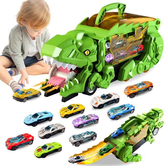 Ronronner Transport Truck Spielzeugautos für 3-6 Jahre alte Jungen 🦖🚚⛑️🧰🎁