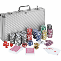 🃏🎰 GAMES PLANET Pokerkoffer mit 300 Laser-Chips, Silver/Gold/Black Edition 🌟