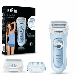 Braun Silk-épil Lady Shaver, Damenrasierer elektrisch, 3-in-1 Elektrischer Rasierer, Trimmer- und Peeling-System, Wet&Dry, 5160, blau