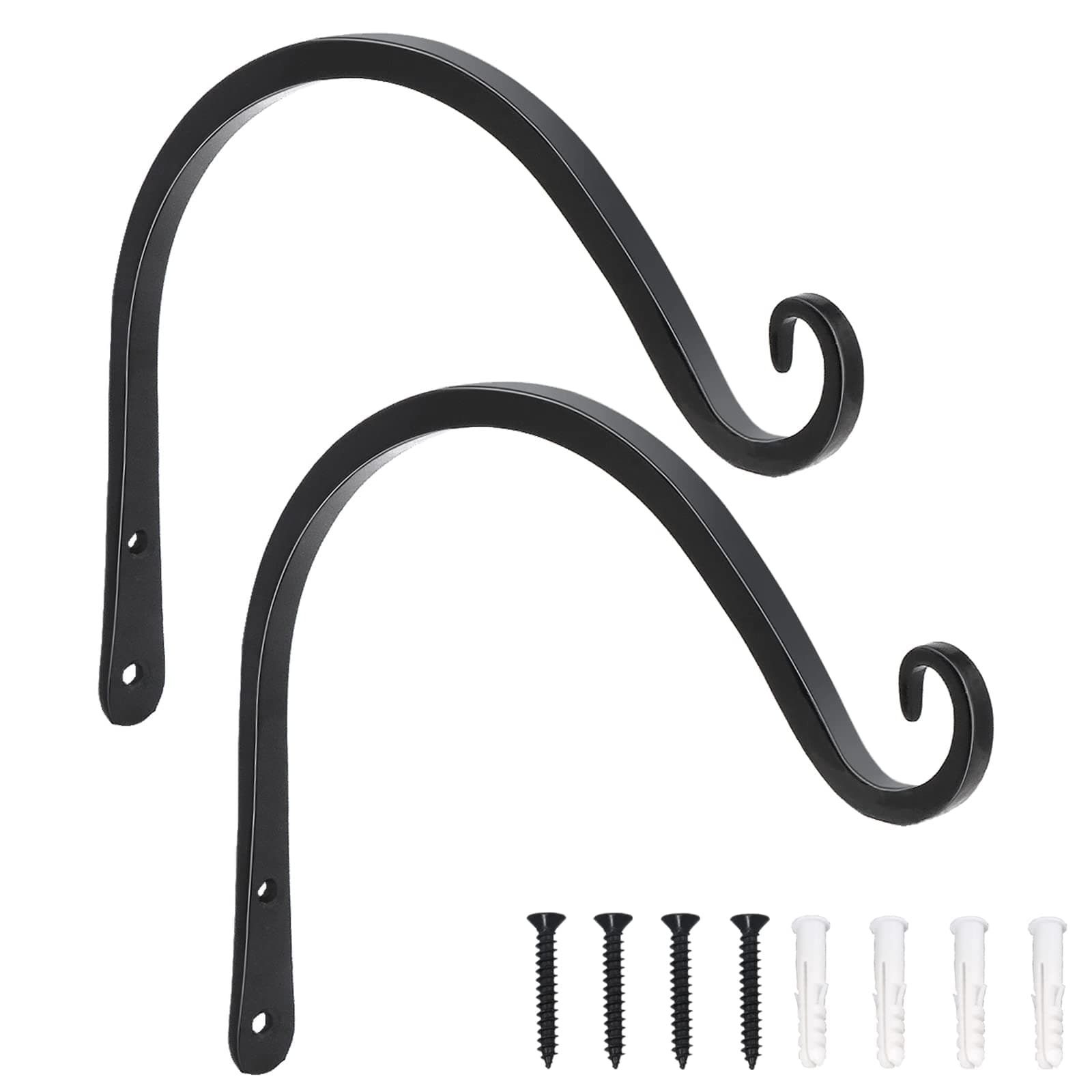 LOOGI Pflanzenhalterung Blumenampelhalter Eisen Wandhaken 🌿🏡 - 2 Stücke (20cm C) 20cm C Schwarz