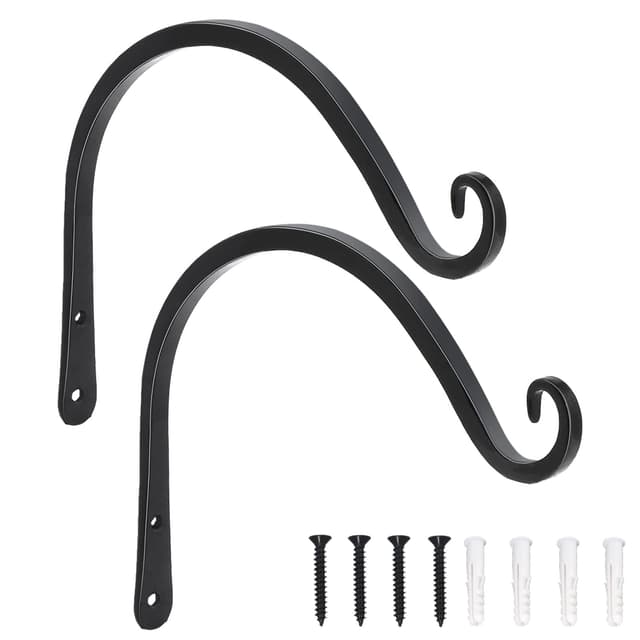 LOOGI Pflanzenhalterung Blumenampelhalter Eisen Wandhaken 🌿🏡 - 2 Stücke (20cm C) 20cm C Schwarz