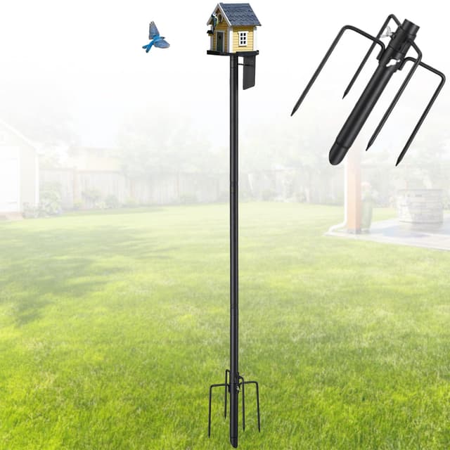 🐦🏡 Harrms Vogelhausständer Metall | Verstellbar 220cm | Garten Balkon Outdoor | Schwarz