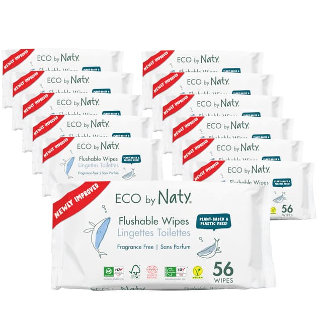 🌿👶 Eco by Naty Spülbare Baby Feuchttücher - 100% Wasser kompostierbar & pflanzlich 🌱🌍