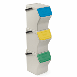 🌿🗑️ TATAY Mülltrennsystem Easy Waste 20L | 3er Set Recycling Behälter 🌈 | Modular und Stapelbar | Deckel mit Klicksystem | ♻️ 35x27x36 cm – Weiß 3er-Set - 20L Weiß