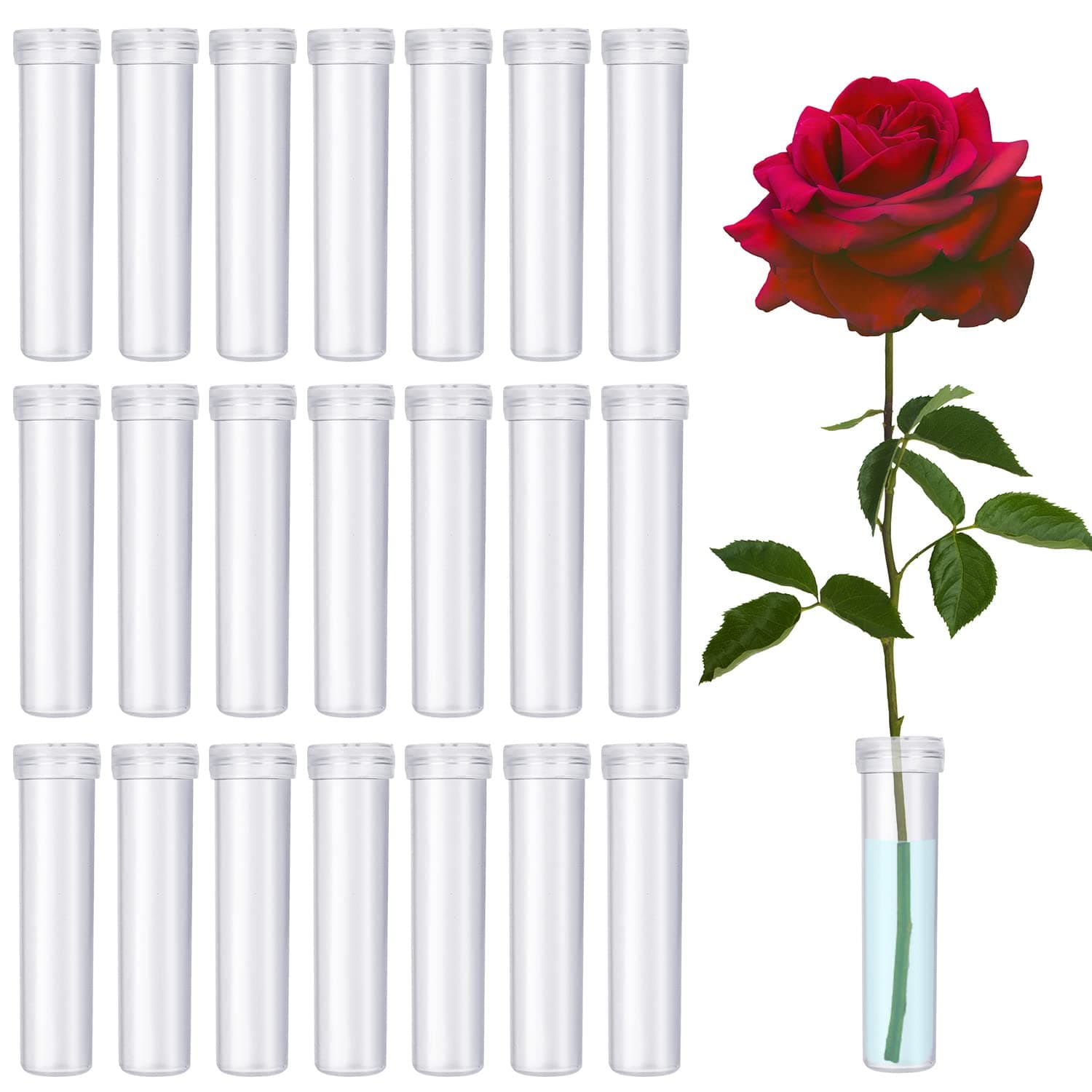 🌸 100 Stück Blumenröhrchen mit Kappen - Wiederverwendbare Reagenzgläser für Blumenarrangements und Dekoration 🌿
