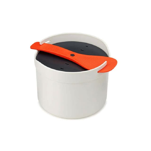 🍚 Joseph Joseph M-Cuisine - Mikrowellen Reis und Getreidekocher Dampfgarer, 2 Liter - Stein/Orange Single 🍊