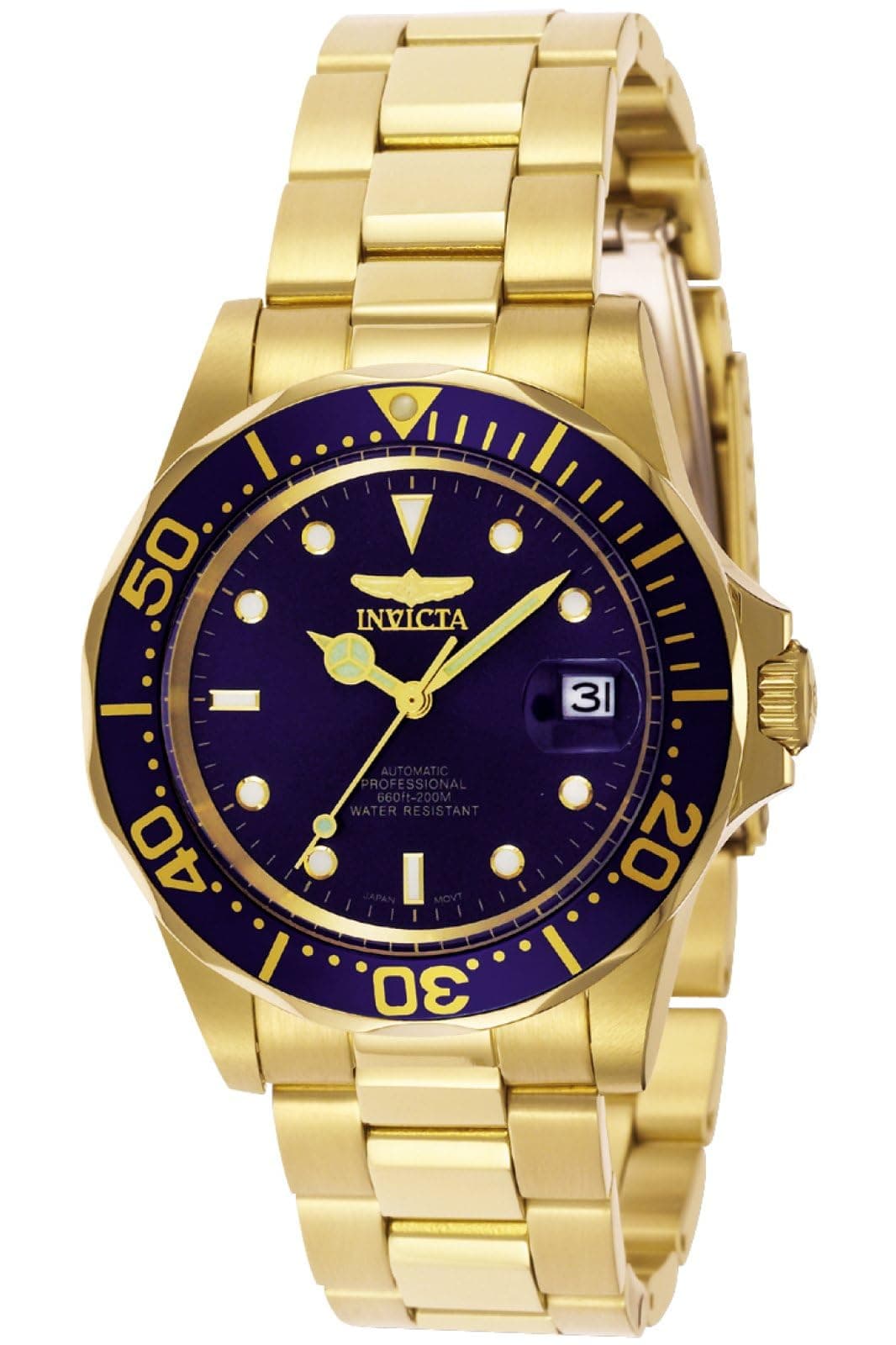 Angebot: Invicta Pro Diver Edelstahl Herren Automatikuhr - 40mm Gold/Blau ⌚🌟