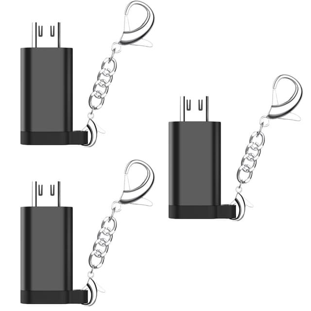 🔌🔗 Leloco Adapter USB C auf Micro USB 3 Stück mit Metallkette - Schnellladen & Datenübertragung
