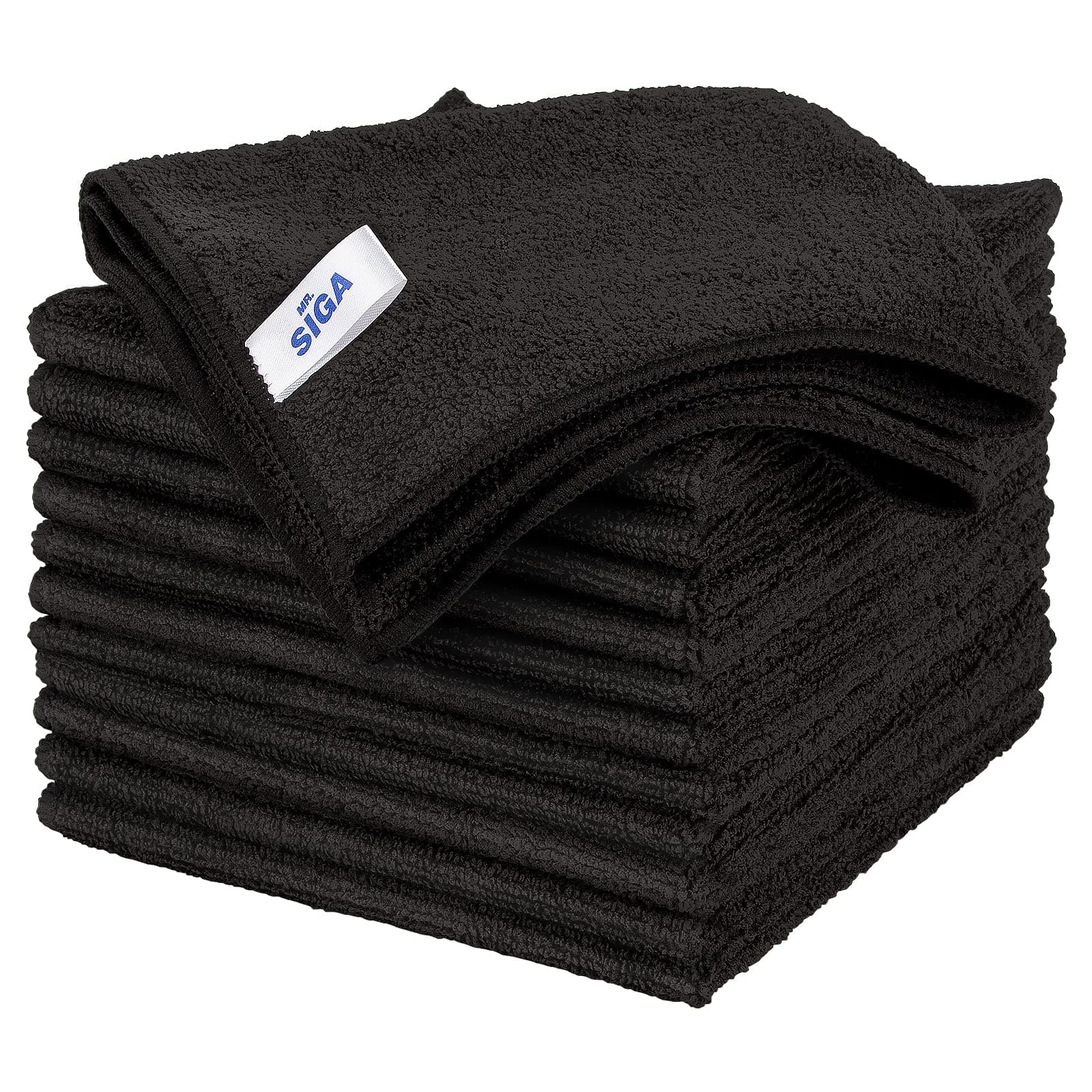 🧼🪟 MR.SIGA Reinigungstücher Mikrofaser Lappen 12er Set, Schwarz - Spezialangebot!