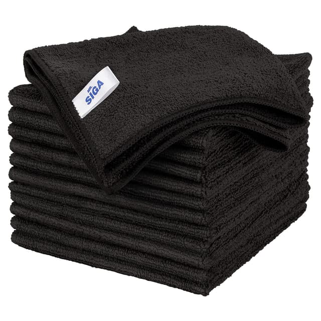 🧼🪟 MR.SIGA Reinigungstücher Mikrofaser Lappen 12er Set, Schwarz - Spezialangebot!
