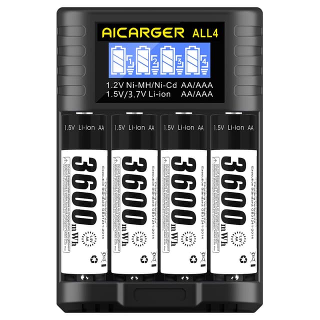 🔋 AA AAA Batterieladegerät mit LCD-Display und Schnellladefunktion