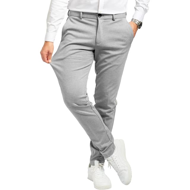 Performance Pants Herren - Stilvolle Slim Fit Herren Hosen Stretch - Hosen Herren Stretch - Angenehme Praktische Männer Hosen für Business & Freizeit - Bequeme Stoffhose Herren 33W / 32L Hellgrau
