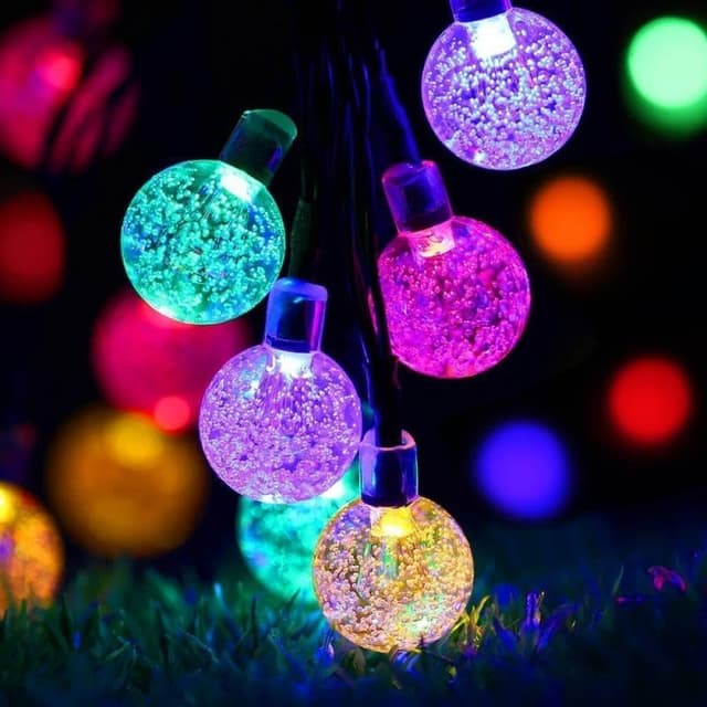 Oreunik Lichterkette Außen Solar,8 Modi 30LED Solarlichterkette Außen Wetterfest,7m Solar Lichterkette Outdoor,Lichterkette Kugeln für Balkon Gartendeko,Weihnachtsbeleuchtung Außen(30LED Bunt) 🌼