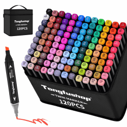 Tongfushop 120+2 Alkohol Stifte Set, 2 Sekunde Schnell Trocknende Alkohol Marker Set, Doppelseitige Marker Stifte Filzstifte mit Anti-Seepage Abstandshaltern für Malerei, Zeichnung, Design, Manga