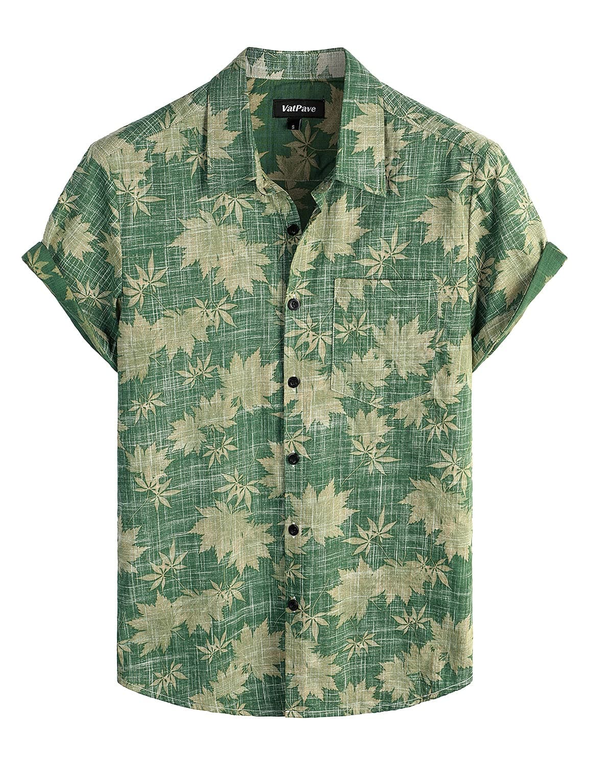🌺🌴 VATPAVE Herren Front Pocket HawaiiHemden 3XL Grüne Blätter - Sommerangebot!