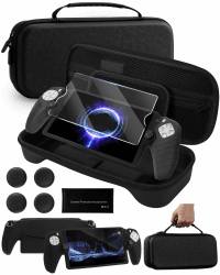 🎮 Zubehör für Playstation Portal Tasche Set mit Silikon Schutzhülle und Joystick Kappen - Schwarz