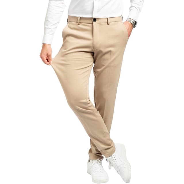 Performance Pants Herren - Stilvolle Slim Fit Herren Hosen Stretch - Hosen Herren Stretch - Bequeme Stoffhose Herren 34W / 32L Sand 😎👖
