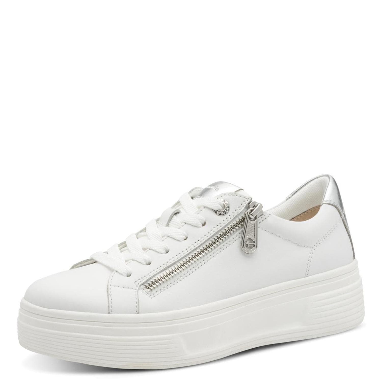 👟 Tamaris Comfort Damen Plateau Sneaker mit Reißverschluss Low Top 39 EU Weiß - 34% Rabatt!