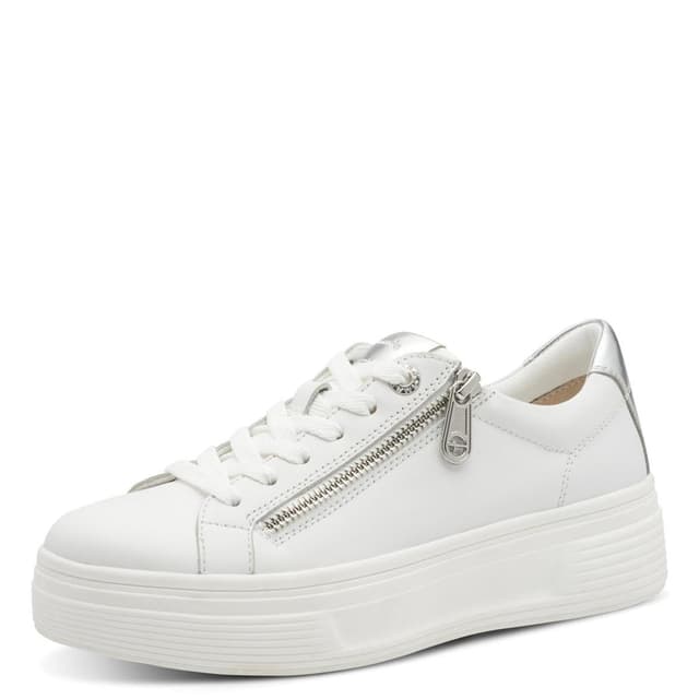 👟 Tamaris Comfort Damen Plateau Sneaker mit Reißverschluss Low Top 39 EU Weiß - 34% Rabatt!