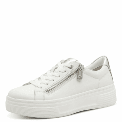 👟 Tamaris Comfort Damen Plateau Sneaker mit Reißverschluss Low Top 39 EU Weiß - 34% Rabatt!