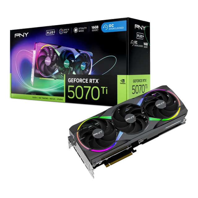 PNY GEFORCE RTX™ 5070 Ti 16GB ARGB Overclocked Triple Fan Plus Grafikkarte DLSS 4 RTX 5070 Ti Plus OC ARGB 🚀🎮