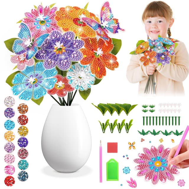Blumen Bastelset für Kinder - Kreatives Diamond Painting Set 🌸🦋
