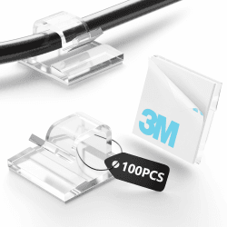 🔌 Tesmax 100 Stück Kabelhalter Selbstklebend [3M KLEBER] 💡