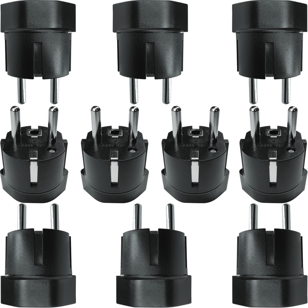 🔌 Schweiz/Liechtenstein auf EU Adapterstecker - 10 Stück Schwarz 🇨🇭🇱🇮