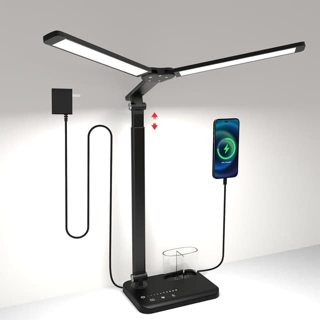 iVict LED-Schreibtischlampe mit Doppelkopf und USB-Ladeanschluss 🌟