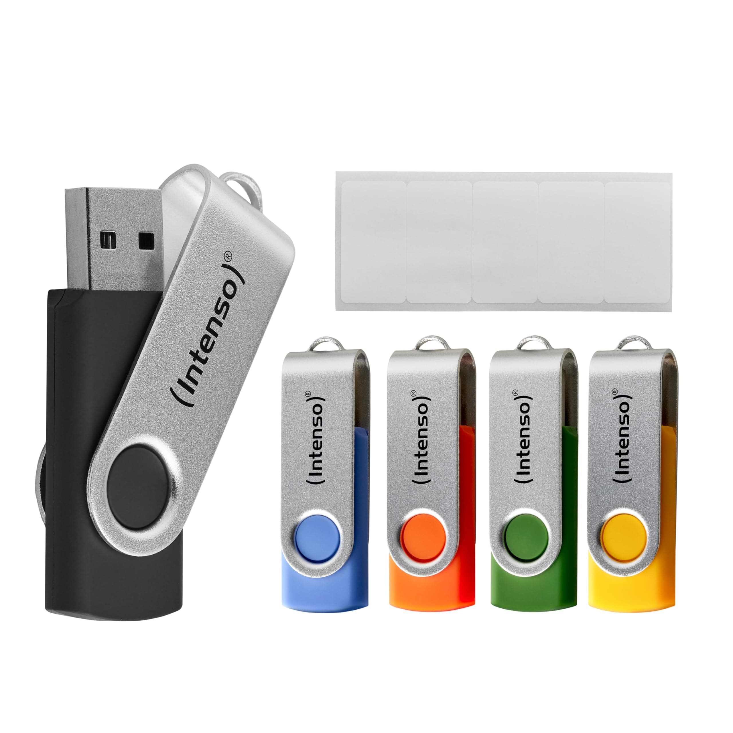 Intenso Office Line USB Stick 5X 64 GB | Super Speed USB-A 3.2 Speicherstick mit bis zu 70 MB/s 🚀🔒🌈