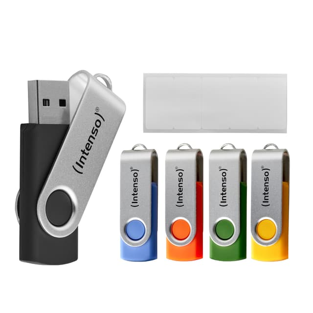 Intenso Office Line USB Stick 5X 64 GB | Super Speed USB-A 3.2 Speicherstick mit bis zu 70 MB/s 🚀🔒🌈
