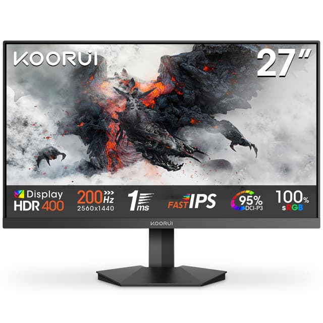 🎮🖥️ KOORUI G2721P 27 Zoll Gaming Monitor | QHD 2560x1440 200Hz | HDR400 | Adaptive Sync | HDMI/DP
