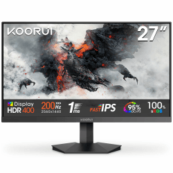 🎮🖥️ KOORUI G2721P 27 Zoll Gaming Monitor | QHD 2560x1440 200Hz | HDR400 | Adaptive Sync | HDMI/DP