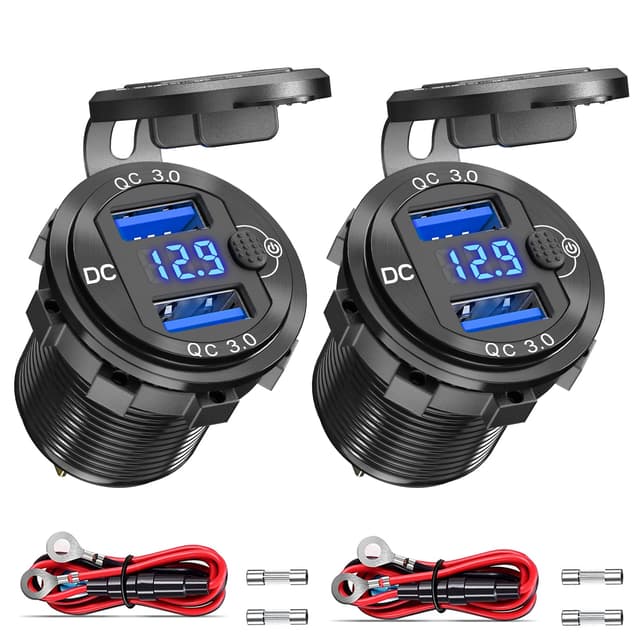 🚗📱 [2 Stücke] QC 3.0 USB Steckdose KFZ 12V mit Schalter, 24V USB Einbau Buchse Adapter Auto Ladegerät