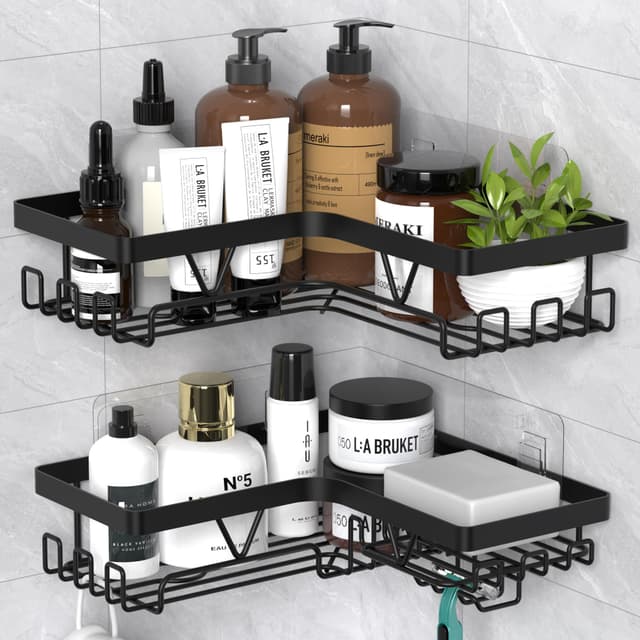 🚿 Kegii Duschablage ohne Bohren Ecke - Duschregal Schwarz 🛁