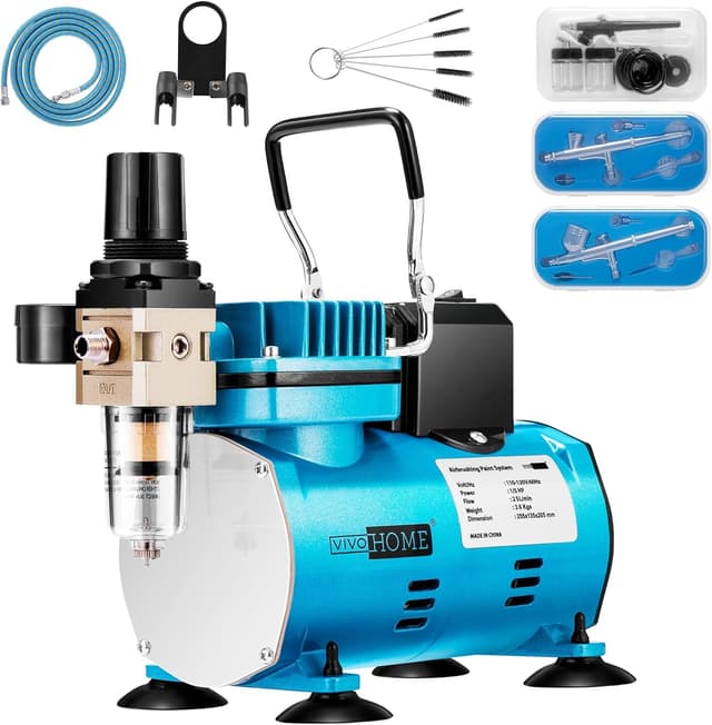 🎨🖌️ VIVOHOME Airbrush-Set mit 1/5 PS Luftkompressor und 3 Pistolen 🎨🖌️
