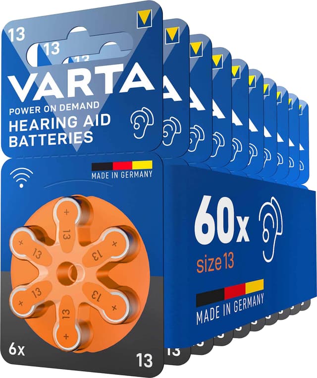 🔋 VARTA Hörgerätebatterien Typ 13 orange - 60 Stück Vorratspack 🎧