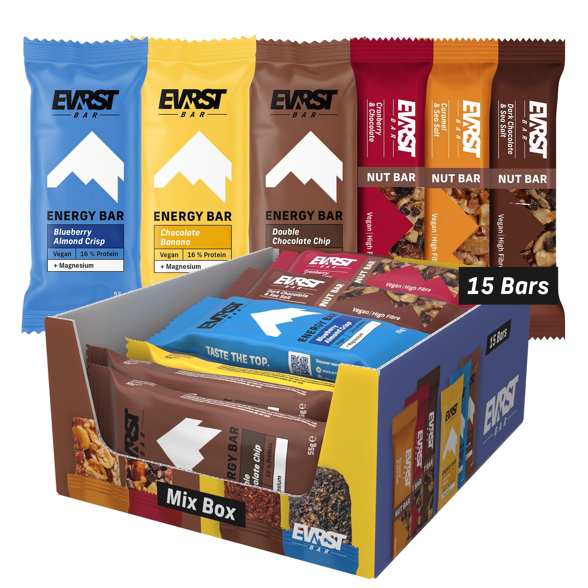 Angebot: EVRST Mix Box Energy & Nut Bars 🚀 | 15 Stück | Energieriegel | Nussriegel | Vegan | Magnesium | High Fibre