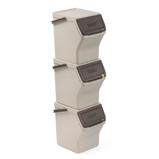 TATAY Mülltrennsystem Easy Waste 20L | 3er Set Recycling Behälter 🌿🌍🏡