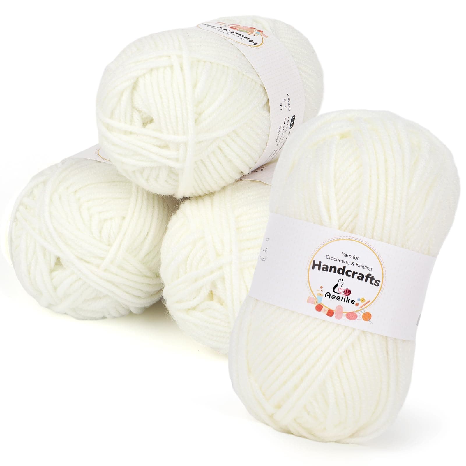 Aeelike 200g(4x50g) Häkelgarn Baumwolle zum Stricken, Langlebige Amigurumi-Set 100% Polyacryl Baumwollgarn