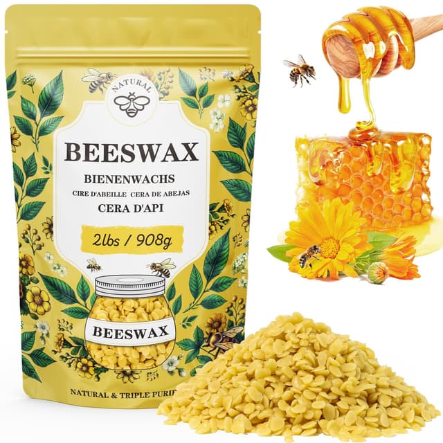 🐝 Bio Gelbes Bienenwachs Pastillen 2LB - VEGISHINE Bienenwachs für Kosmetik und Kerzenherstellung