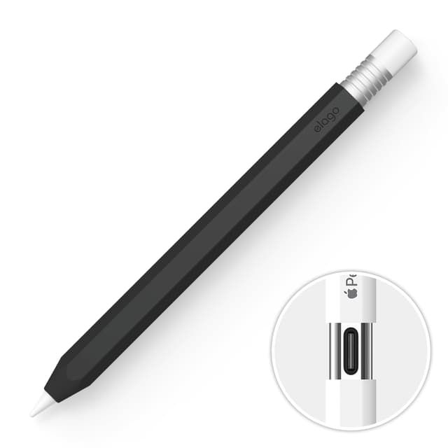 elago Klassische Hülle Kompatibel mit Apple Pencil (USB-C) Hülle, Dauerhaftes Silikon, Klassisches Design, Kompatibel mit Magnetischer Aufladung (Schwarz) 🎨🎁