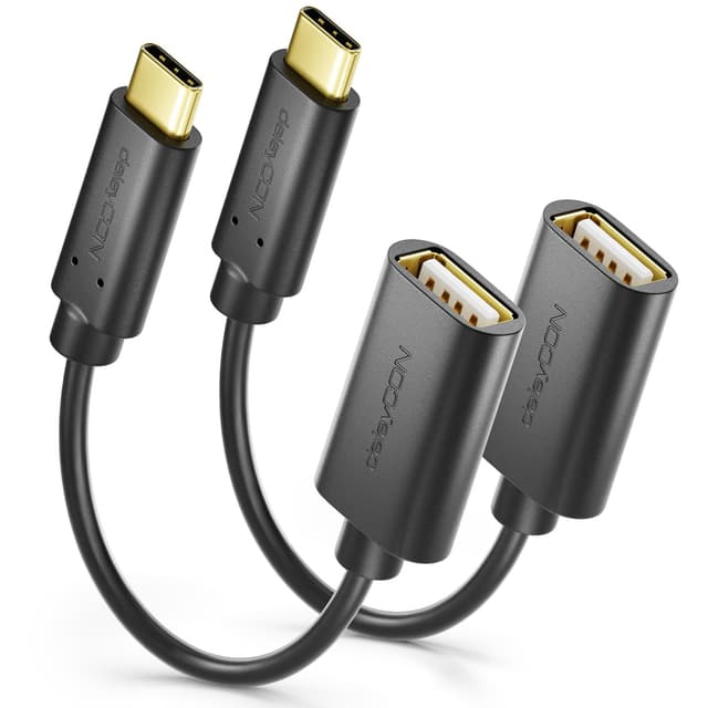 deleyCON 2 Stück Adapter USB-C auf USB-A 📱💻 - OTG - C Stecker auf A Buchse - Kabel Kompatibel mit iPhone 16 Pro Max/15 Max, iPad, MacBook Pro/Air, Galaxy S25/S25/S24, Computer, Notebook
